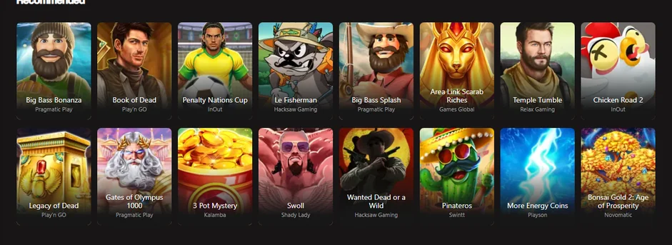 Browse recommended casino games